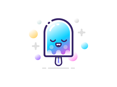 Candy Ice Cream cute emoji flat gradient ice cream icon illustration