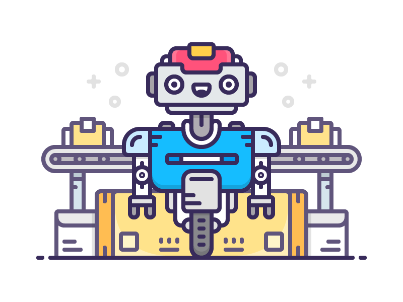 Delivery Droid post office icon shop shipping delivery robot android illustration