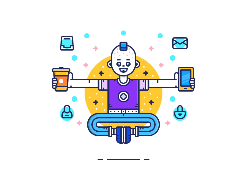 Morning Ninja line human icon blog onboarding editoral guru ninja morning illustration