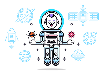 Space Man articlem cover astronaut blog cosmos editorial icon illustration planet space