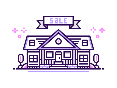 Sell House architecture home house illustration real estate sale yard