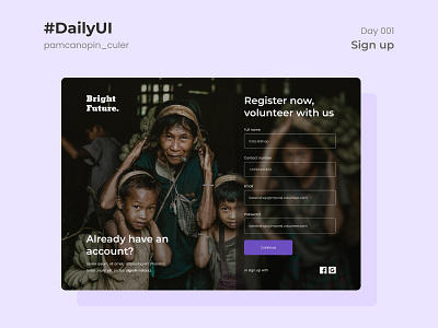 DailyUI Day #001 - Sign up (Volunteer site)