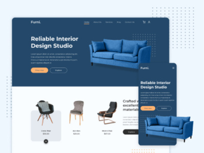 Interior Design Studio (Landing Page Design) art design logo ui uiux ux uxdesign webdesign