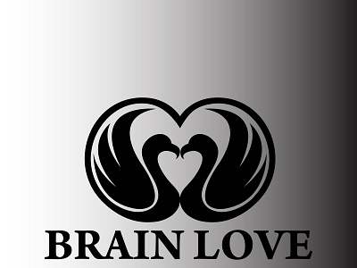 BRAIN LOVE art black brain dove fauna fly flying illustration logo love lovers organ
