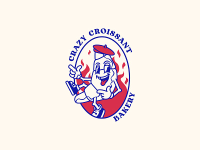 crazy croissant old American logos artist branding design graphic design illustration illustrator logo