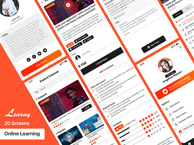 Learny - Online Learning app app ui app ui design graphics design learning app learning app ui udemy redesign uidesign