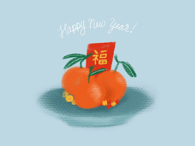 Happy New Year 🍊 design illustration procreate