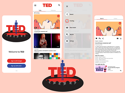 TED app audience design illustration learning podcast speach talk ted tedx ui ux video