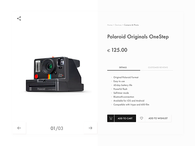 E-Commerce Shop (Single Item) 012 camera dailyui design design app design art ecommerce ecommerce design polaroid retro ui uiux ux uxui
