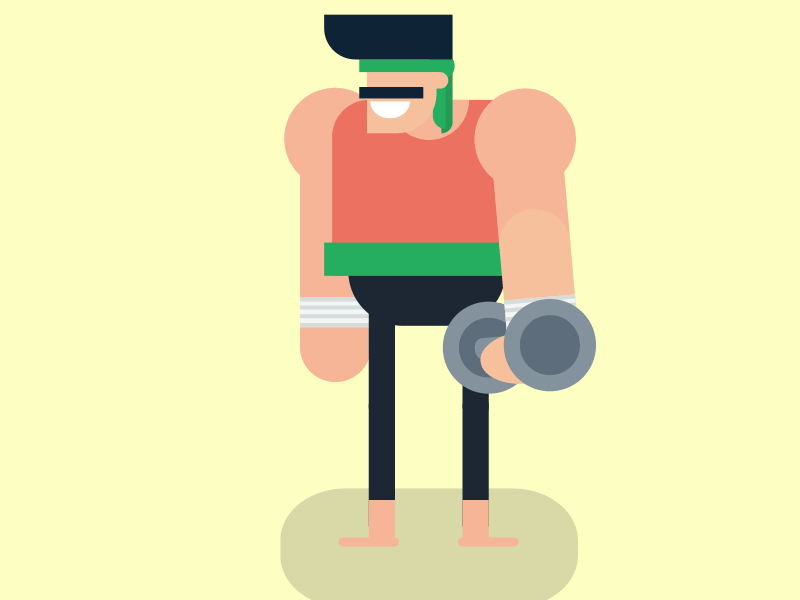 moustache guy in the gym design illustration motion graphics