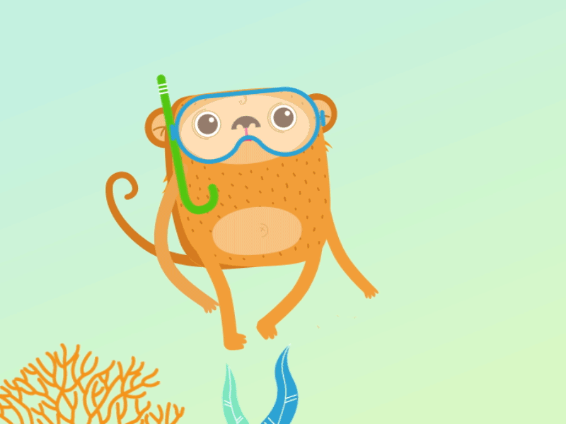 Yoyoga _sea loop ae aftereffects animation characters duik illo illoforkids monkey sea