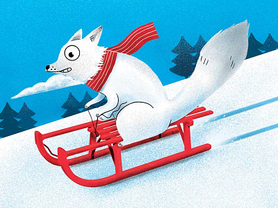 Snowy Fox brushes digitalillustration illo illustration pet photoshop polaranimals sled snowyfox