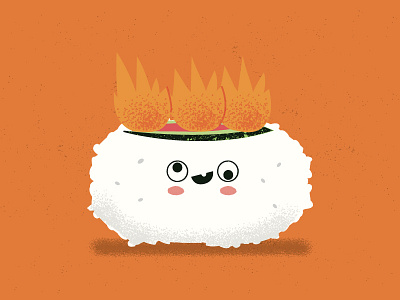 Sushi On fire characterdesign drawing food illustration japanese japaneserestaurant soup sushi sushilover tempura texture