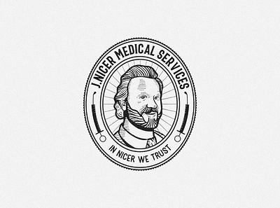 J. Nicer - Medical Services branding classic decorative design icon illustration logo retro typography vector