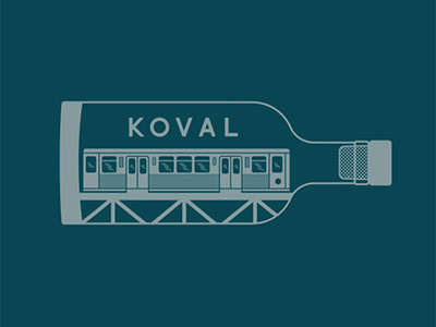 Chicago + Whiskey = bottle chicago clean distillery flat illustration koval spirits subway train vector whiskey