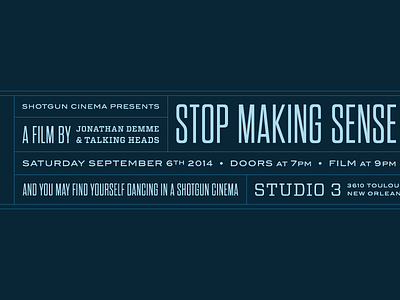 Stop Making Sense line work poster shotgun cinema stop making sense talking heads typography