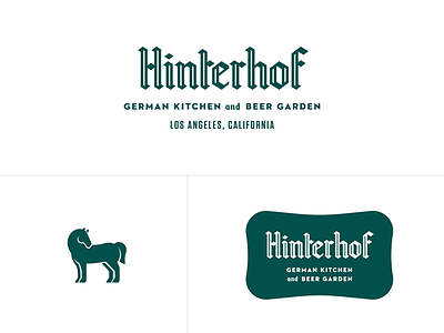 Hinterhof Identity badge beer blackletter brand garden german horse identity logo signage typography