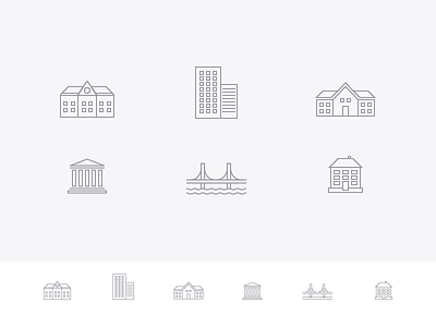 Architecture line icons buildings icons pixel