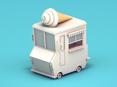 Low poly ice cream truck 3d c4d low poly vehicle