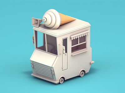 Low poly ice cream truck - WIP 3d c4d ice cream low poly vehicle