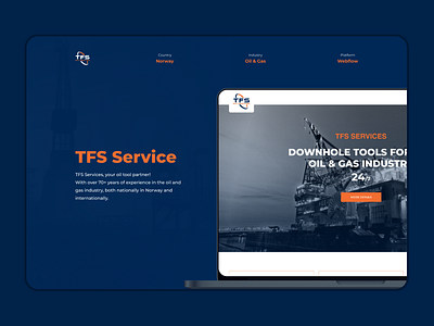 TFS Service Case blue gas mockup norway oil service webflow
