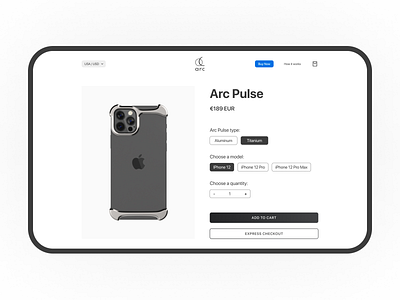 Arc Pulse. Product Page apple e commerce iphone phone phone case pulse webflow website