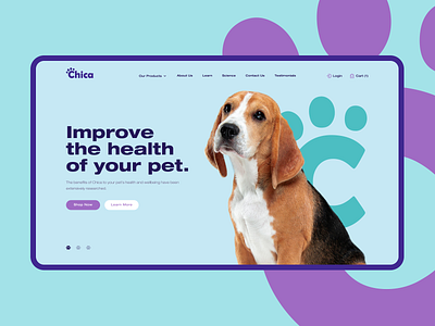 Chica Dogs | Nutritional Supplements animals e commerce food home page pets webdesign webflow website