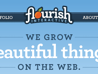 Flourish Interactive Redesign archer blue logo orange sky