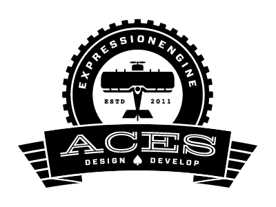 ExpressionEngine Aces courier forza hellenic wide logo monochrome seal