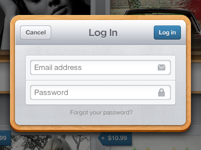 Login Modal login form modal wood blue lightbox gotham helvetica