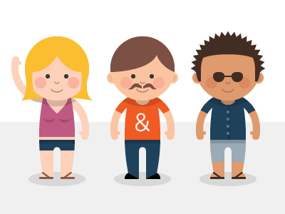 Playful Characters bright flat illustration vector