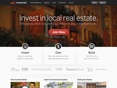 New Fundrise Homepage benton sans homepage proxima nova red responsive