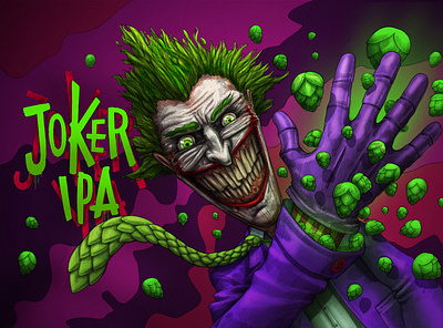 Joker IPA digitalart illustration label design packaging