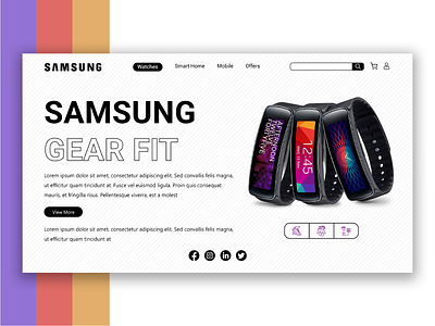 Samsung Gear Fit Landing Page branding colorfull creative design design dribbble best shot graphic design hello dribble illustration logo trendy design ui