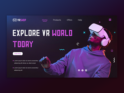 VR Shop Landing Page branding colorfull creative design design dribbble best shot graphic design hello dribble illustration landing page logo trendy design ui ux