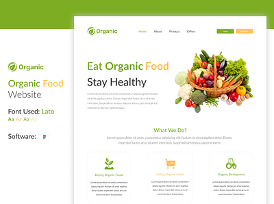 Organic Food Website branding colorfull creative design design dribbble best shot figma graphic design hello dribble illustration landing page logo ui ux website