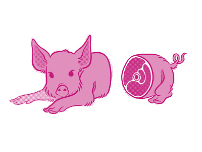 Chophouse digital digital illustration illustration limited colour palette limited palette pig pink raster spot spot illustration sticker sticker design