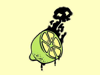 Deadly Citrus citrus flat color food illustration graffiti halftone illustration linear raster skulls spot illustration