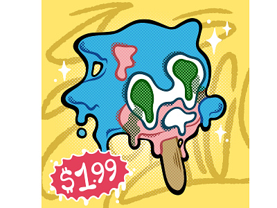 Character Icecream: Sonic graffiti graphic illustration halftone icecream illustration nostalgia raster sonic spot illustration