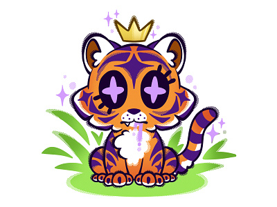 King of the Jungle animal illustration character art character design character illustration childrens illustration cute cute tiger graphic illustration illustration international tiger day raster spot illustration tiger tiger day