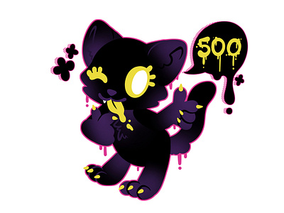 Lucky 500 black cat cartoon cat character illustration graffiti inspired graphic illustration mascot thank you card