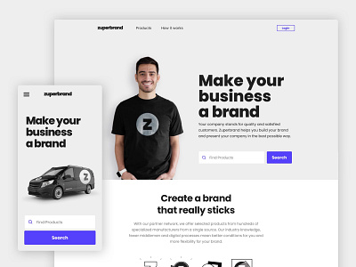 Landingpage for zuperbrand.com branding graphic design ui