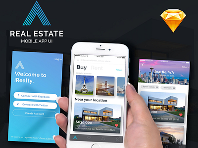 Real Estate App apartment app ui commercial home house land property real estate realty sale sketch ux