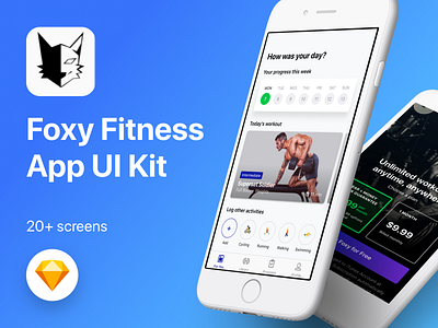 Foxy Fitness App UI Kit app ui fitness gym healthy lifestyle sketch training ui ux