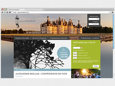 Site Internet du domaine de Chambord accessibilité chambord direction artistique ergonomie webdesign
