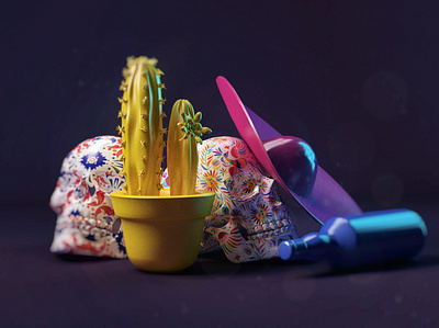 Viva Mexico 3d 3d art adobe art artdirection cactus cinema4d color country design illustration mexico