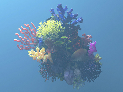Reef Exploration 3d 3d art adobe artdirection cinema4d color coral design illustration maxon ocean redshift reef