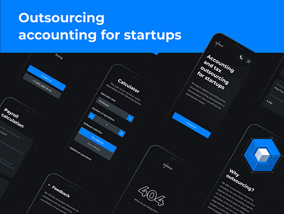 Outsourcing accounting for startups UX/UI landing page accounting behance black blue design illustration ui ux web webdesign веб веб дизайн дизайн