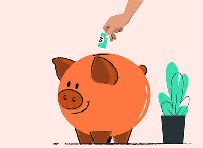 Savings bank brushes budget concept credits design illustration money savings ui vector