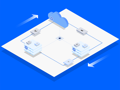Container attached storage 3d cloud illustration illustrator kubernetes storage vector